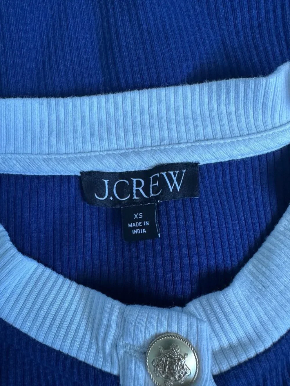 J.Crew Navy & White Ribbed Cardigan Sweater Long Sleeve Preppy Chic Sz XS